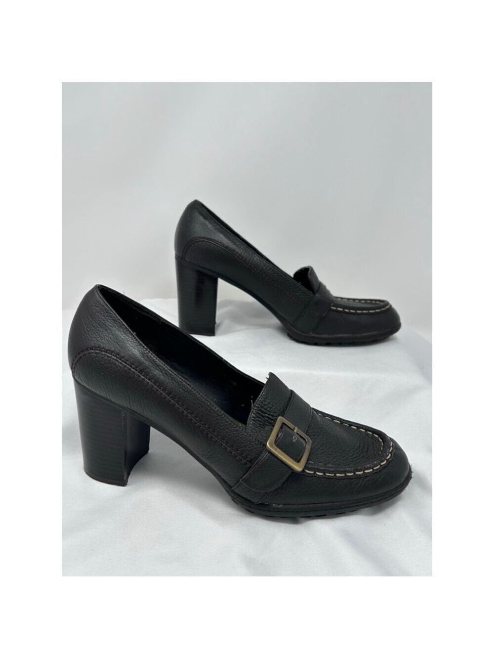 Tommy Girl Brown Leather Buckle Heels Size 9.5 - Picture 2 of 8